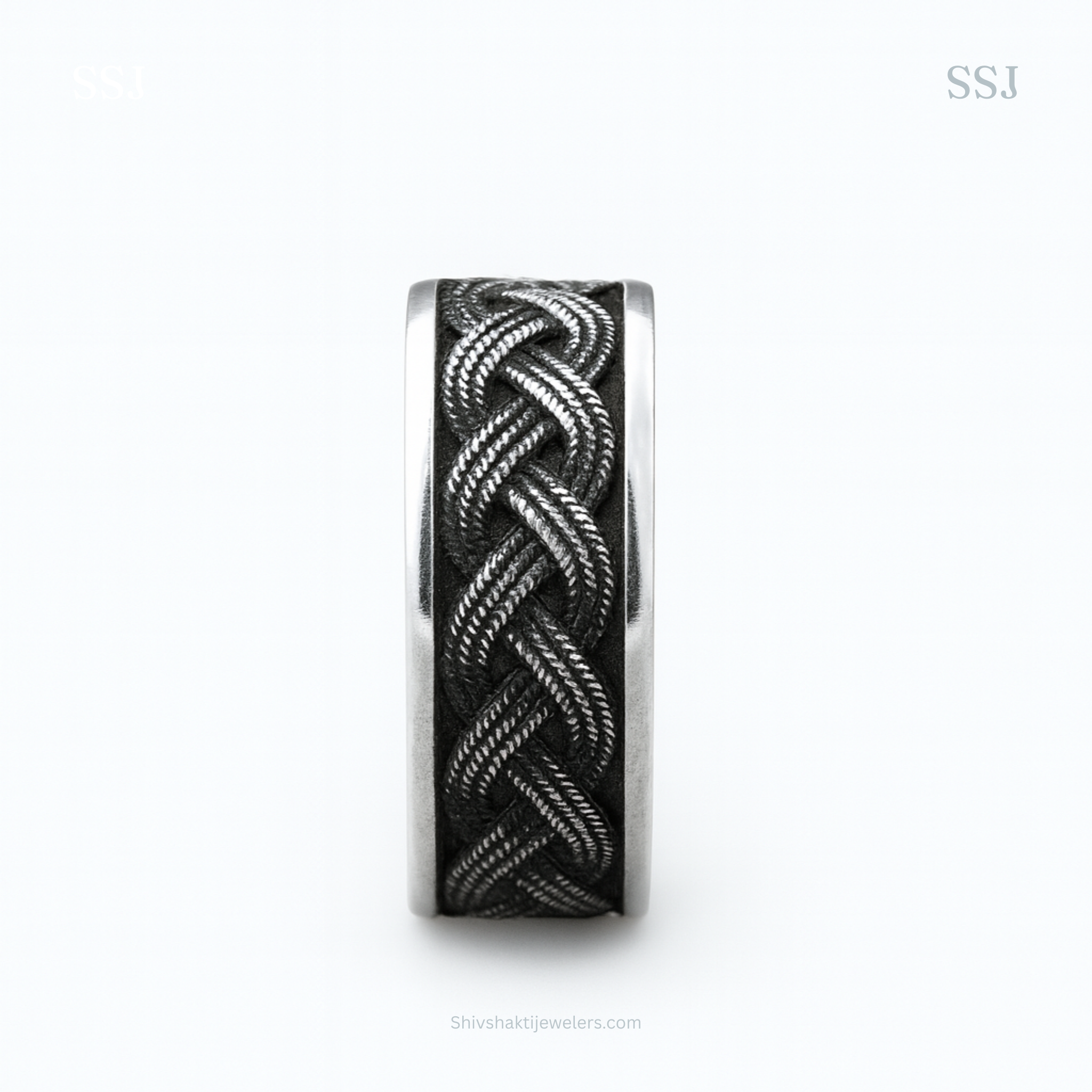 925 Silver Oxidized Braided Band Ring – Stylish Men’s & Women’s Statement Jewelry