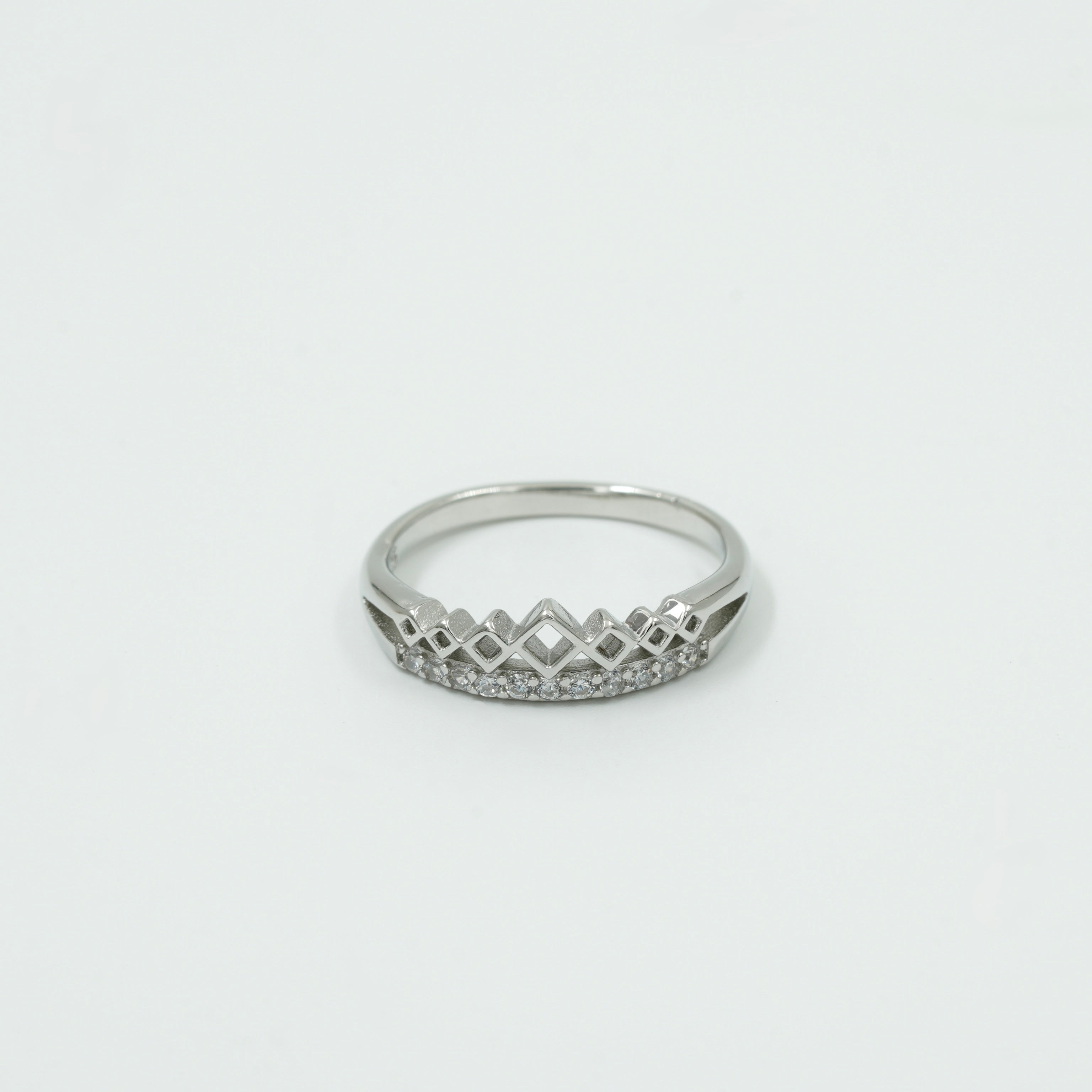 925 Silver Crown Design CZ Stone Ring for Women