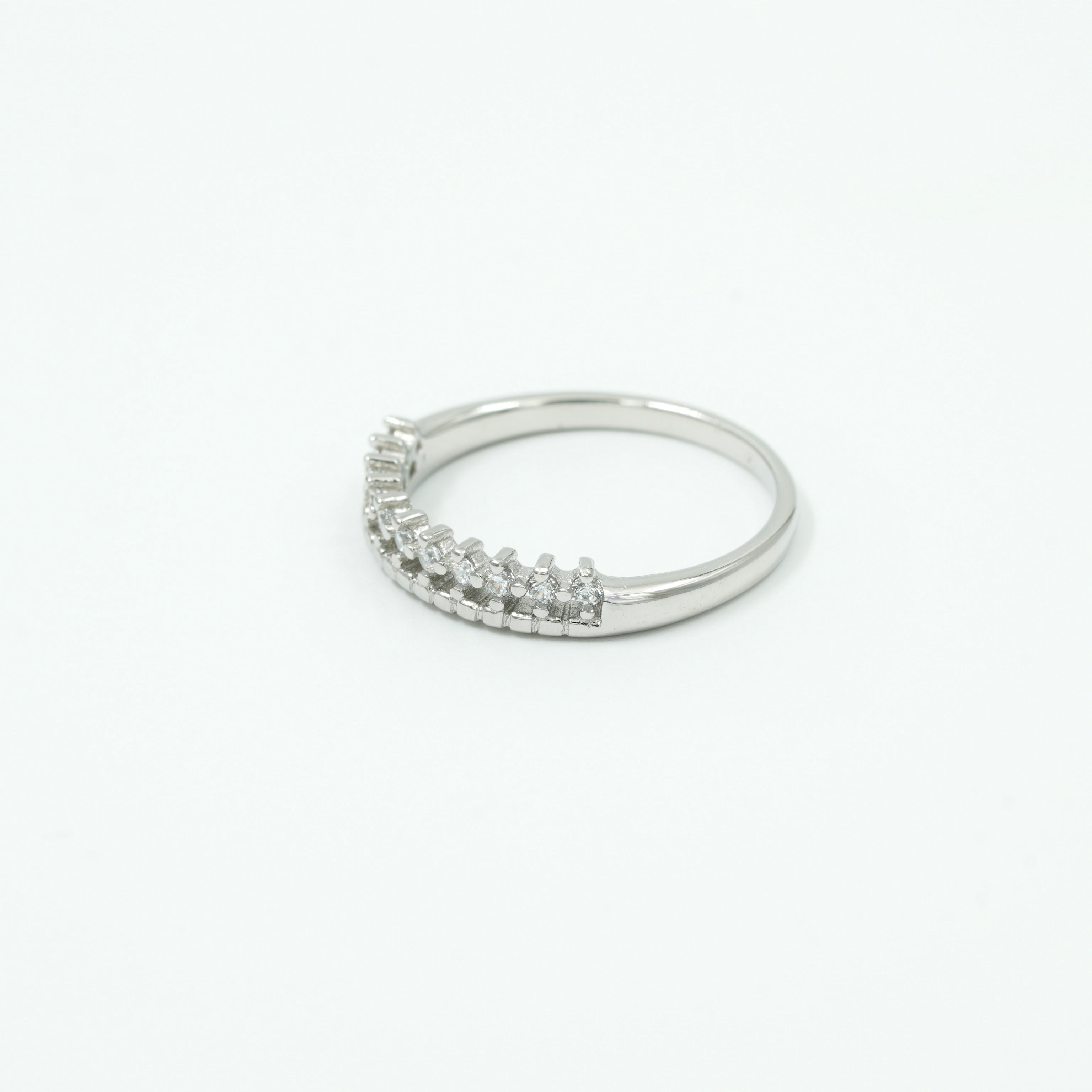 925 Sterling Silver Diamond Cut Half Eternity Band Ring – Elegant Everyday Wear