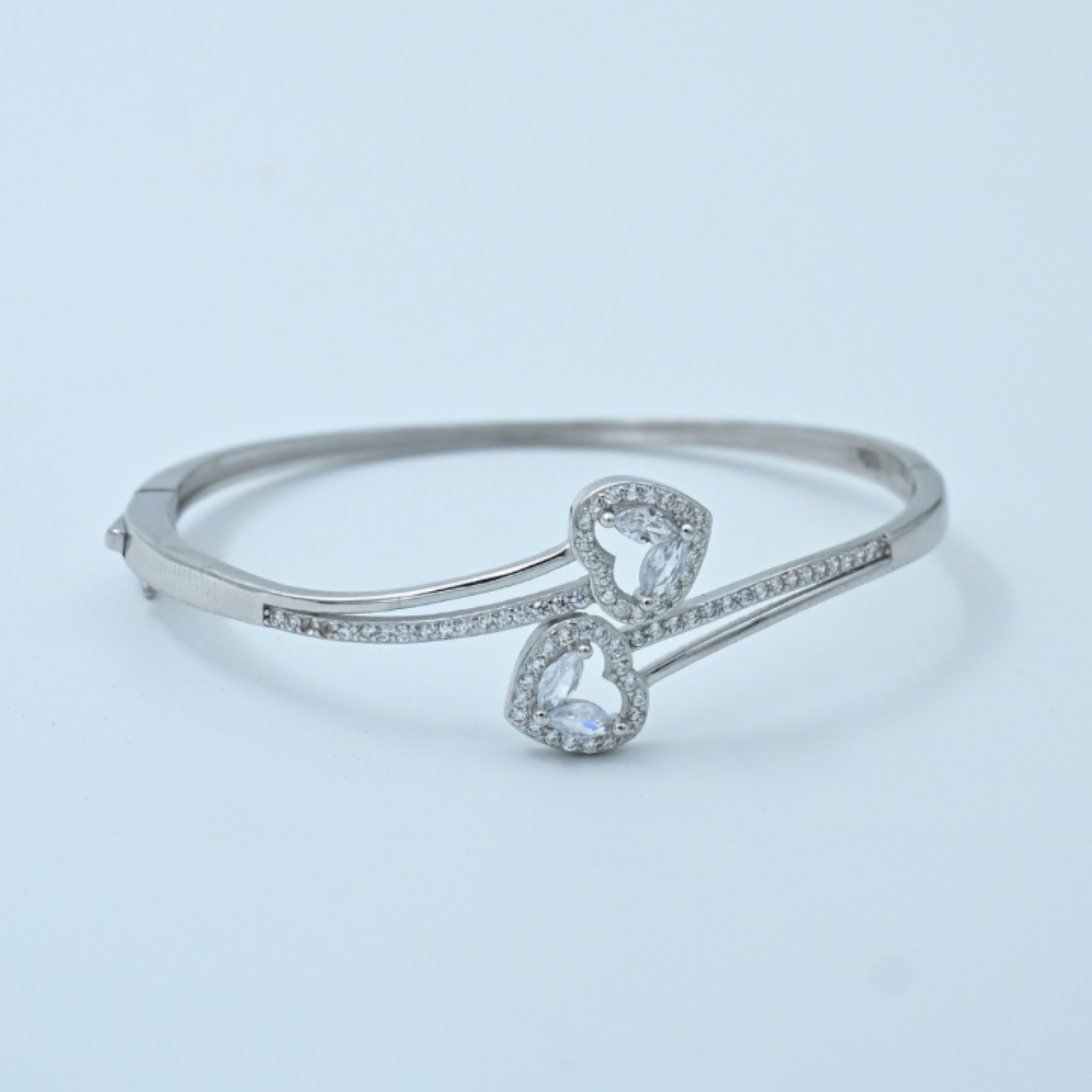 Sparkling Double Heart Bangle Bracelet For Her
