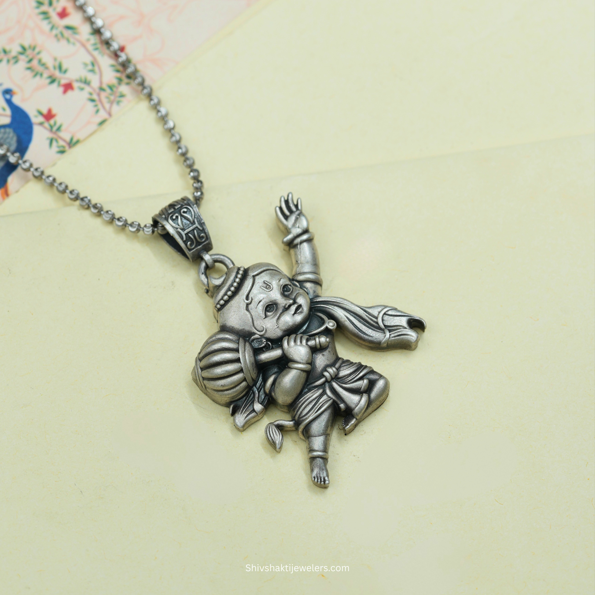 SSJ 925 Sterling Silver Bal Hanuman Pendant – Flying Pose Spiritual Jewellery for Men & Women