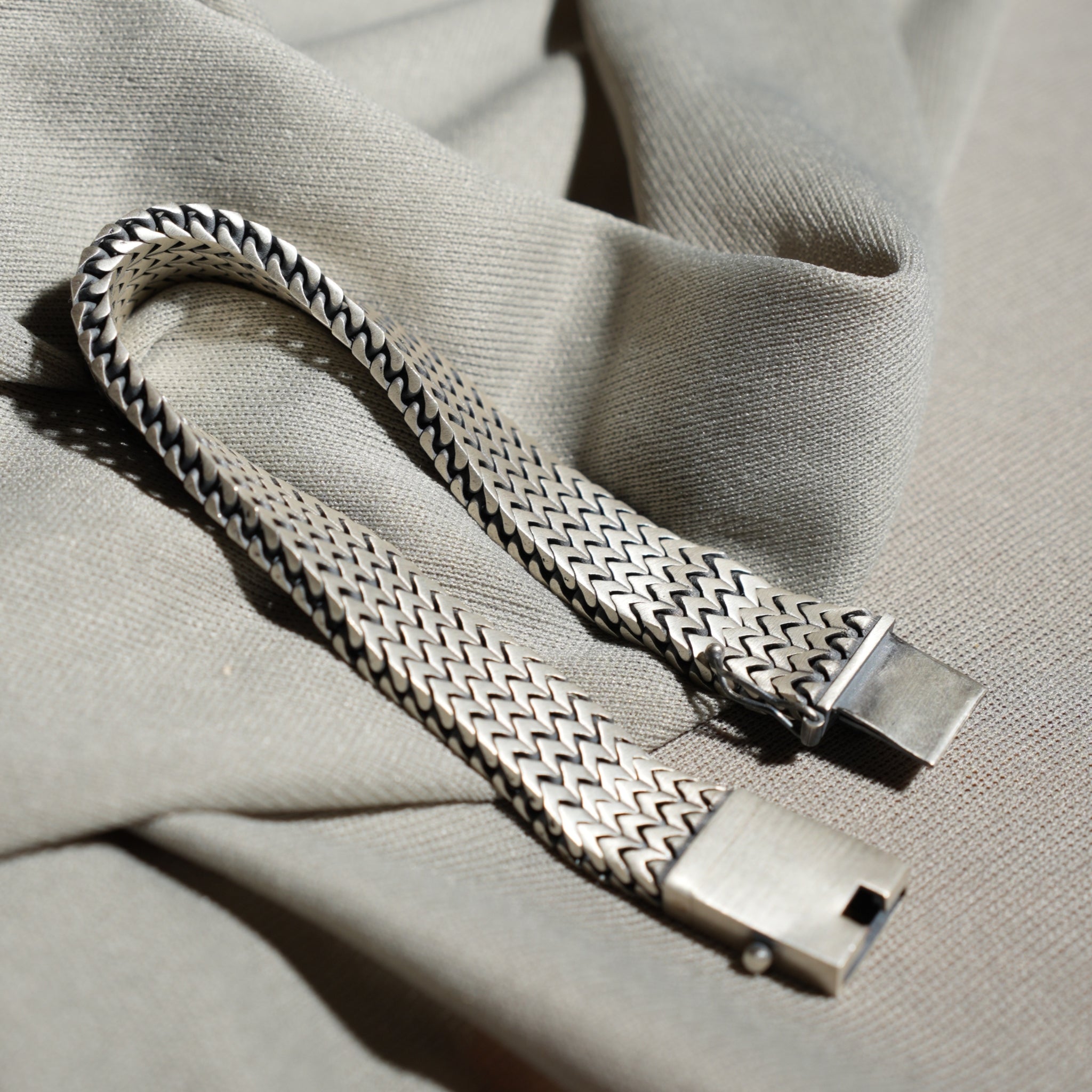 Oxidized Sterling Silver Zigzag Men’s Bracelet