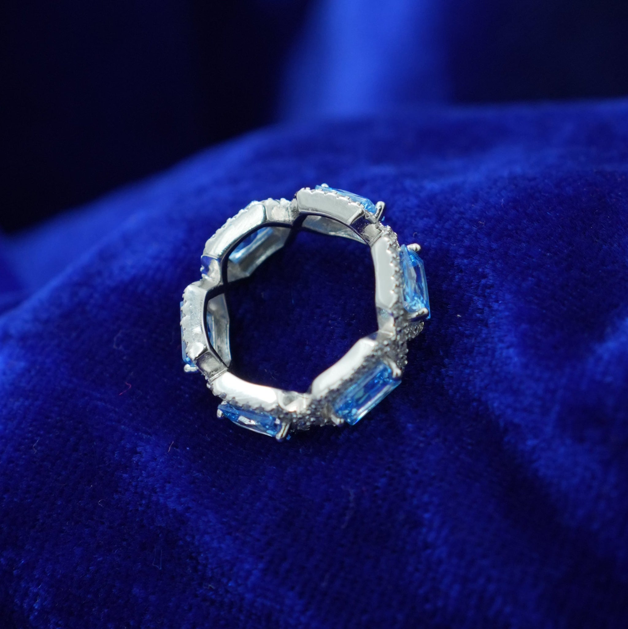Elegant Blue Stone Ring – 925 Sterling Silver