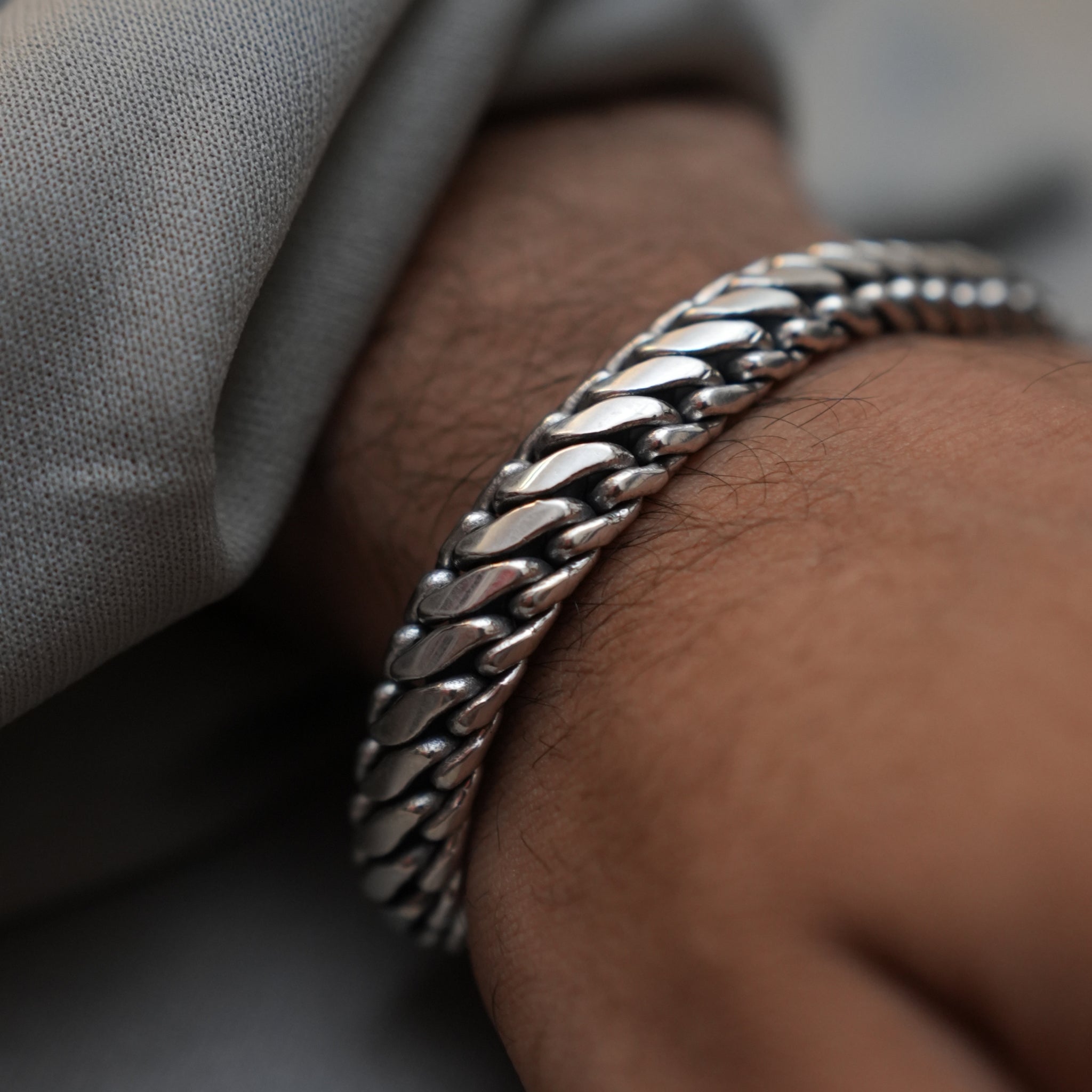 Men’s Silver Chain Bracelet – Cuban Style