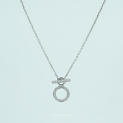 925 silver geometric circle pendant necklace with cubic zirconia stones – Shiv Shakti Jewellers