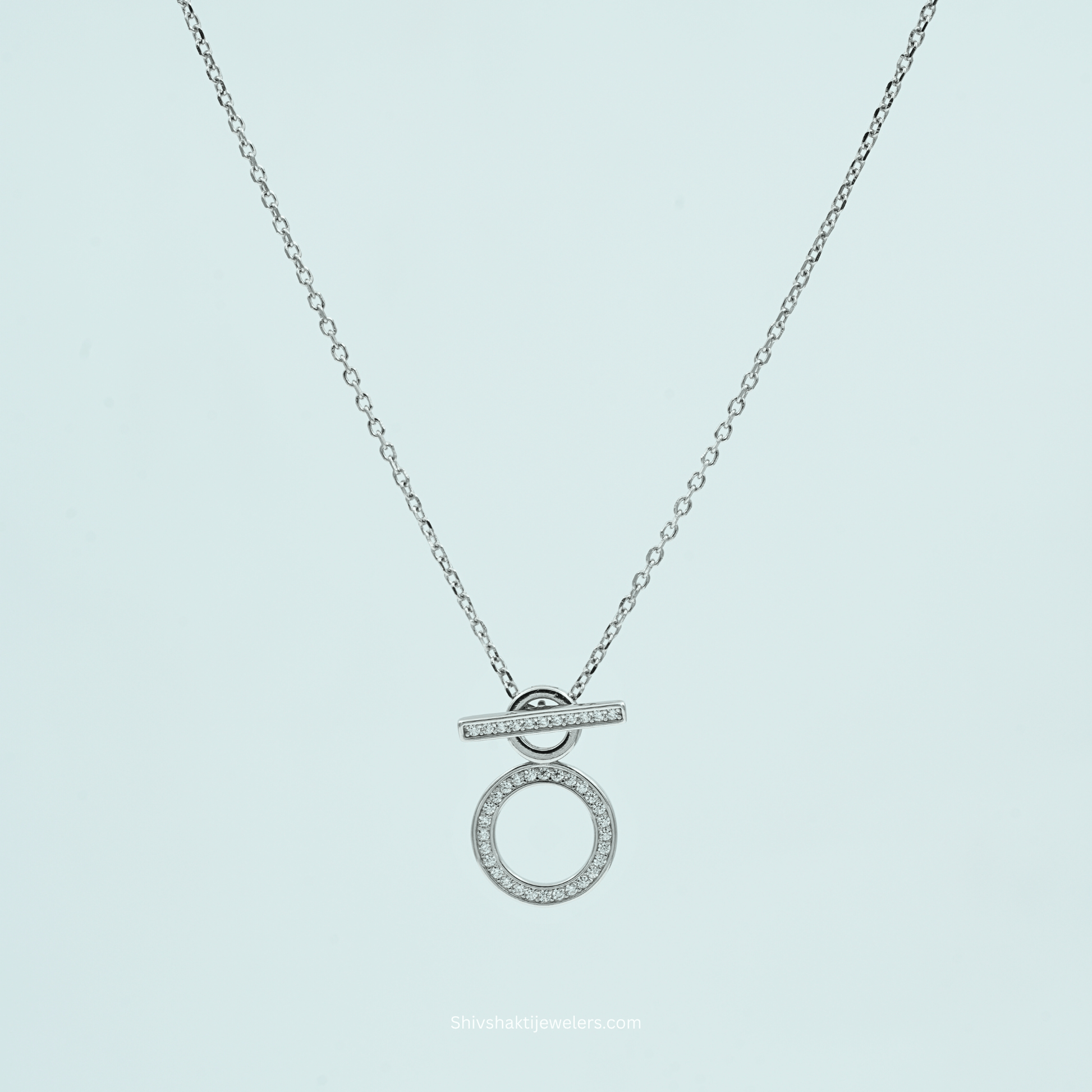925 silver geometric circle pendant necklace with cubic zirconia stones – Shiv Shakti Jewellers