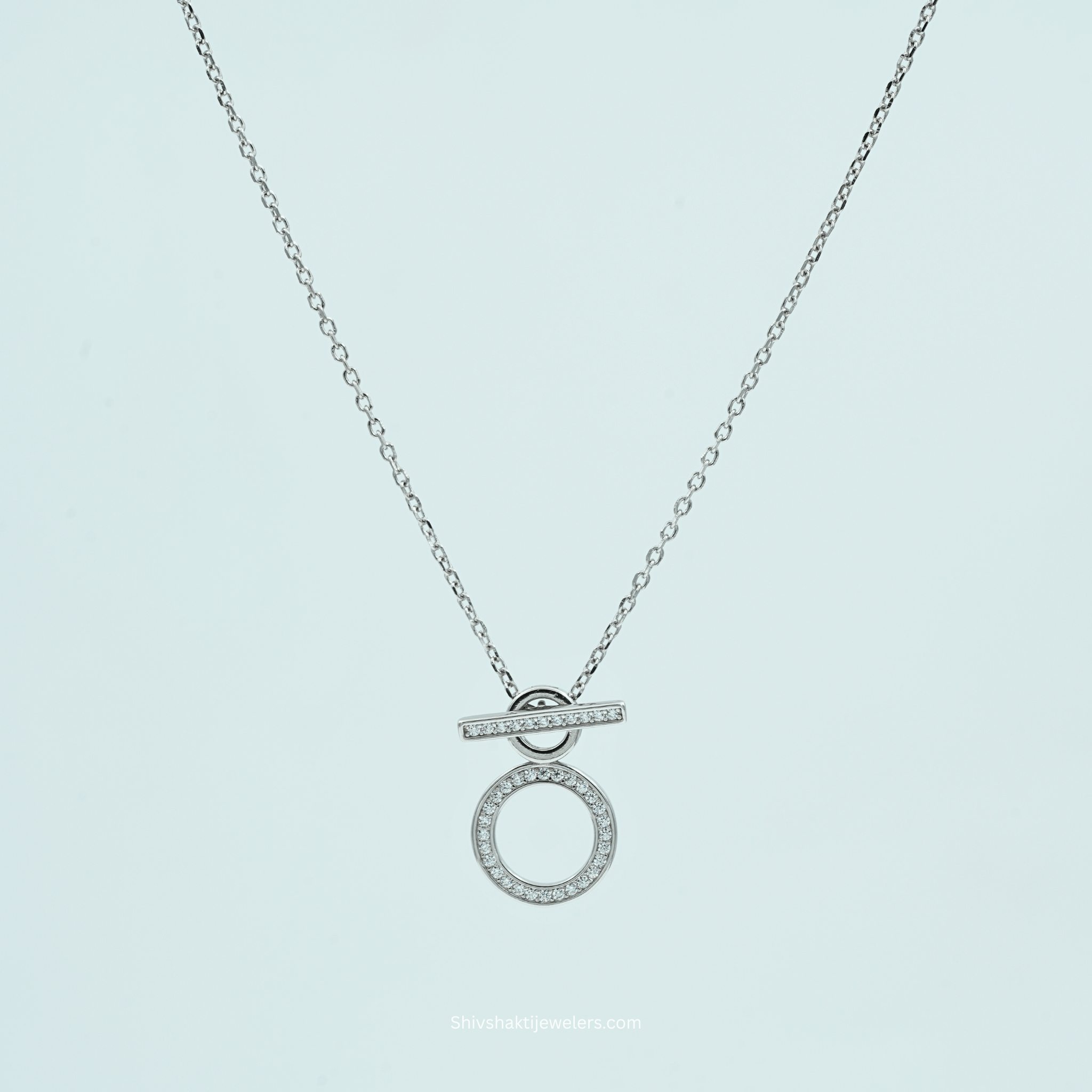 925 silver geometric circle pendant necklace with cubic zirconia stones – Shiv Shakti Jewellers
