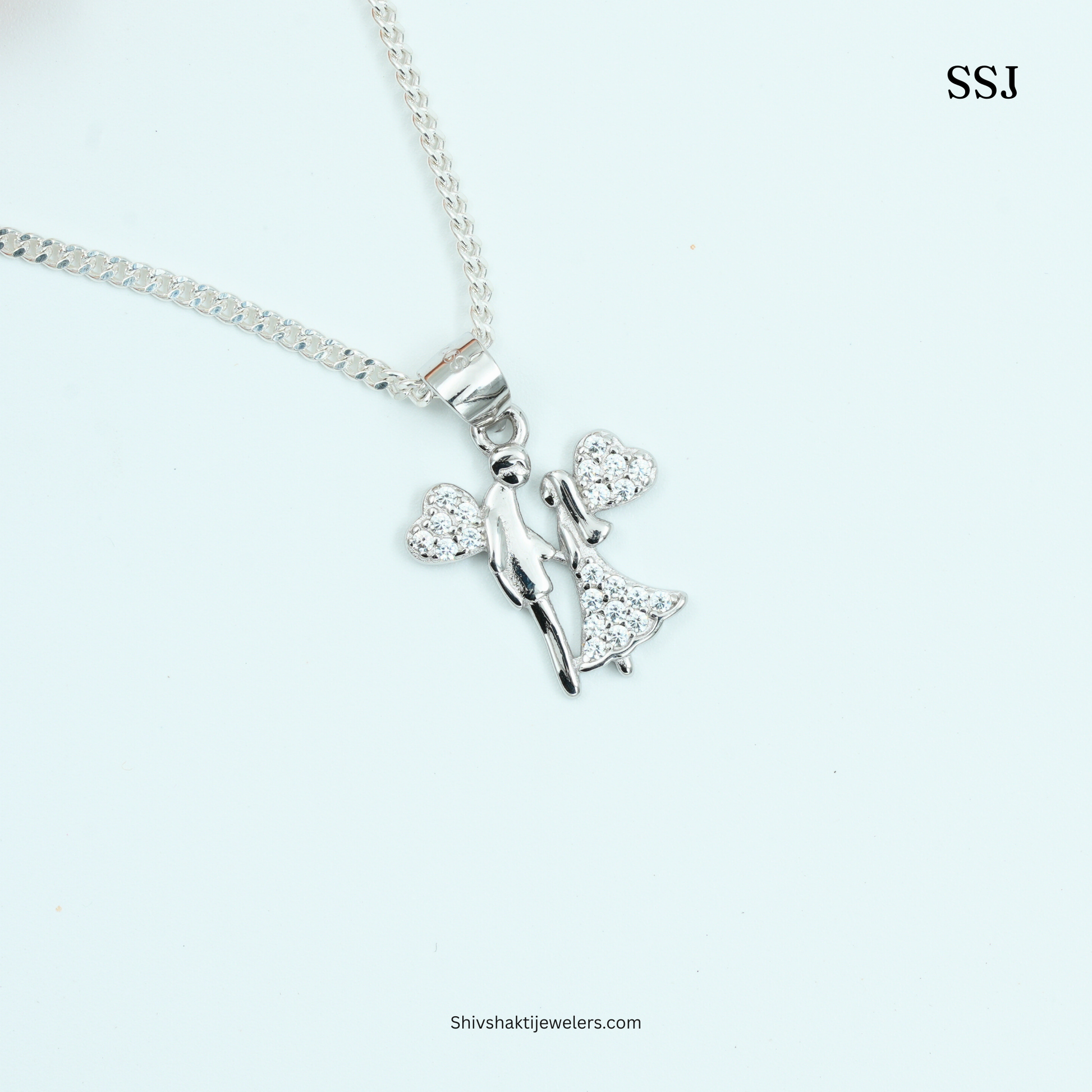 925 Sterling Silver couple pendant with dual hearts, perfect Valentine’s and anniversary gift