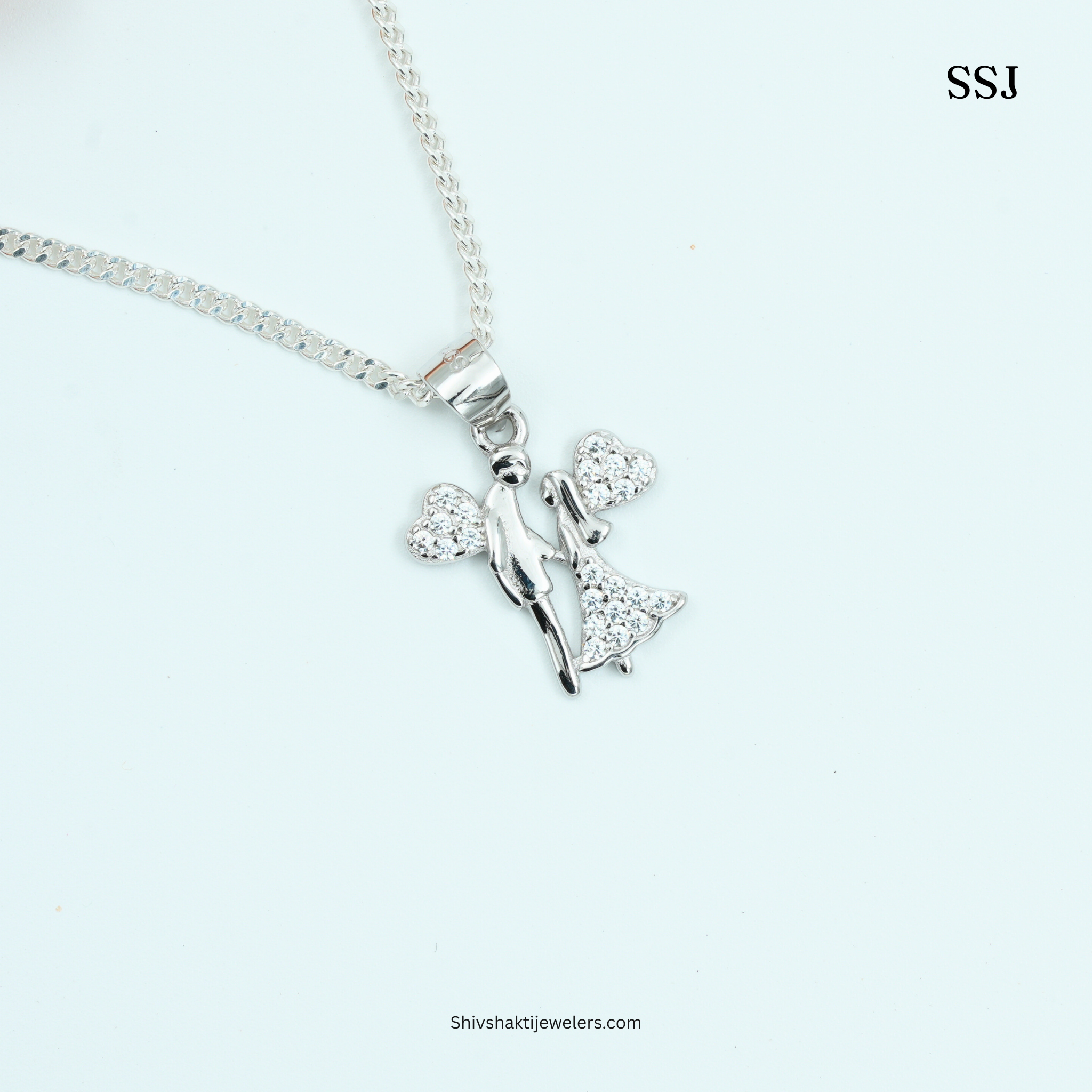 925 Sterling Silver couple pendant with dual hearts, perfect Valentine’s and anniversary gift
