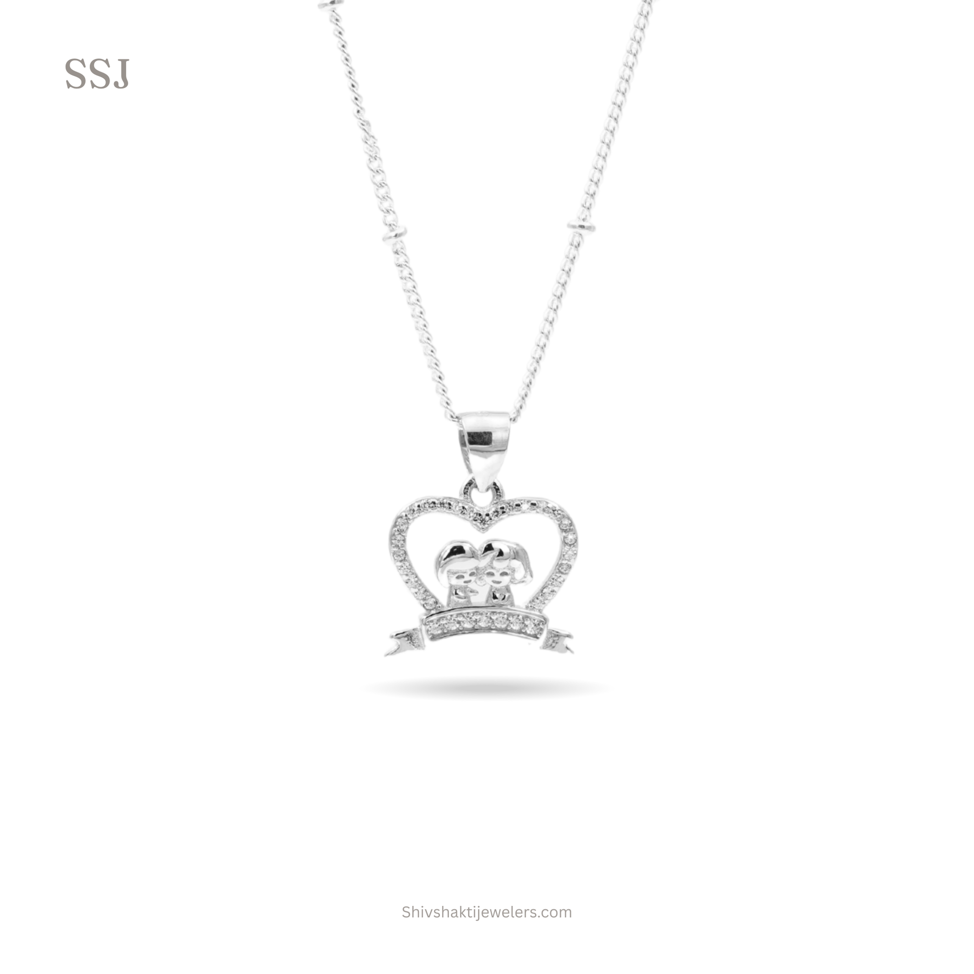 925 Sterling Silver Crown Pendant Necklace with zircon stones – Shiv Shakti Jewellers