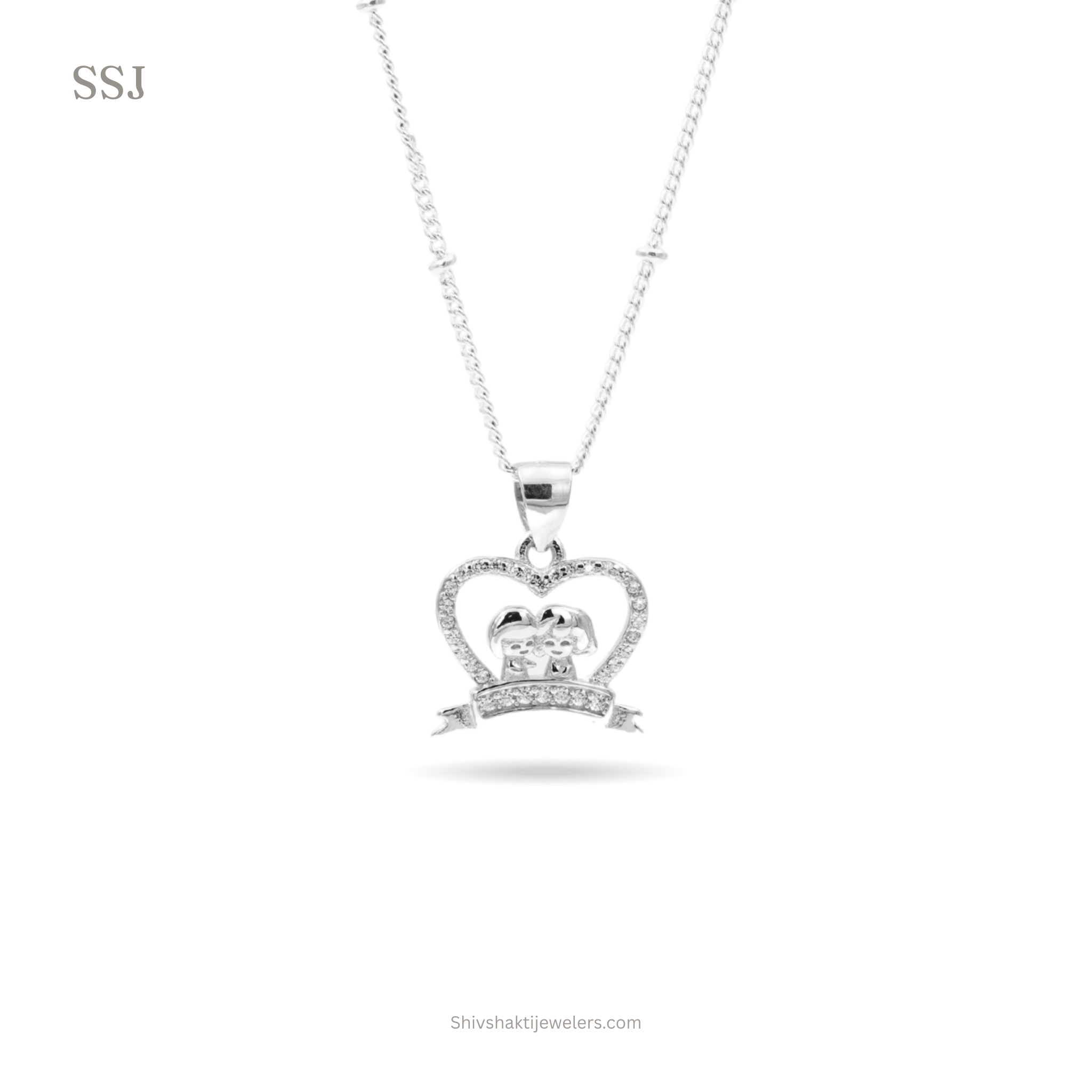 925 Sterling Silver Crown Pendant Necklace with zircon stones – Shiv Shakti Jewellers