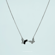 925 silver dual butterfly necklace with CZ stones – elegant jewellery for women front view