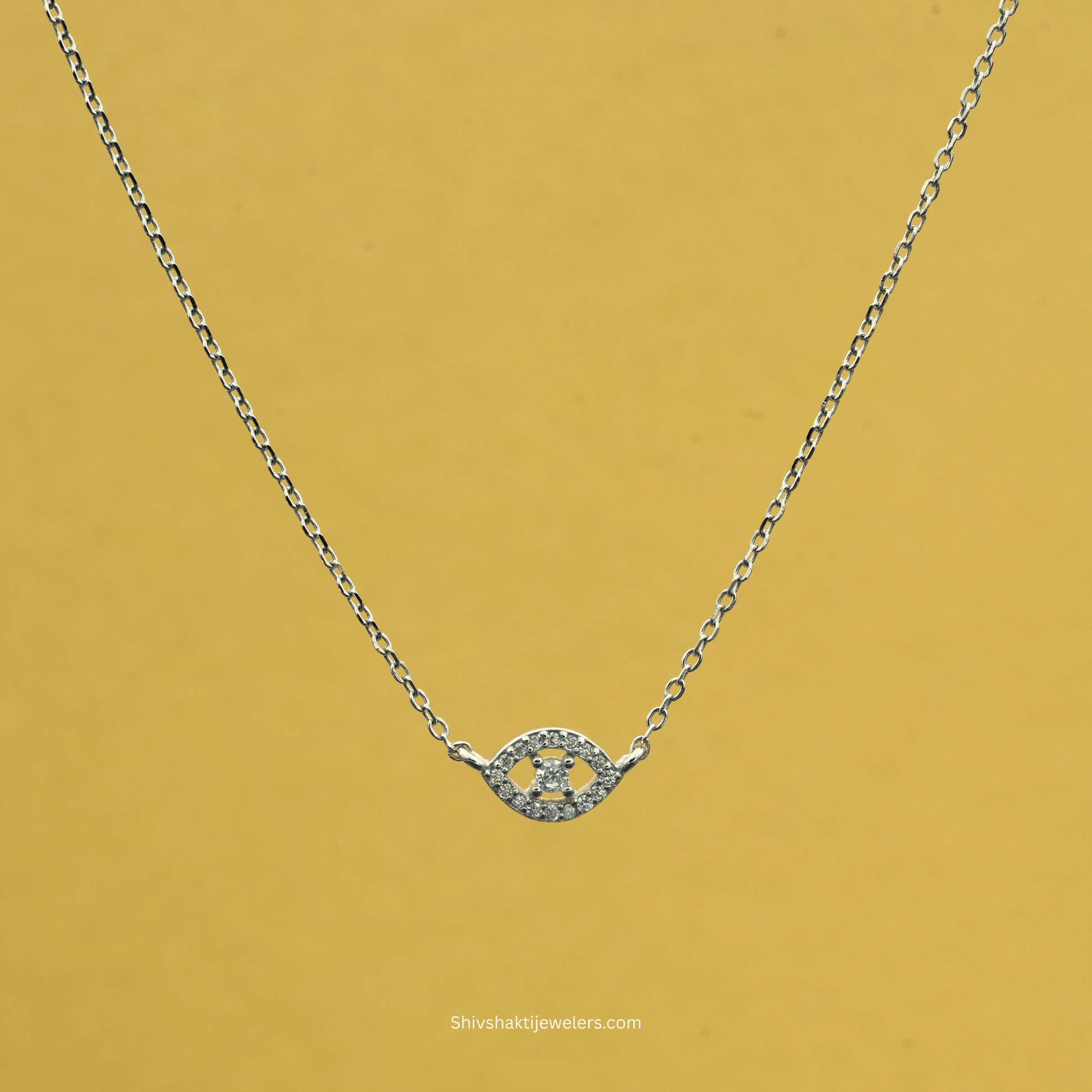 925 silver evil eye pendant necklace with cubic zirconia stones – Shiv Shakti Jewellers