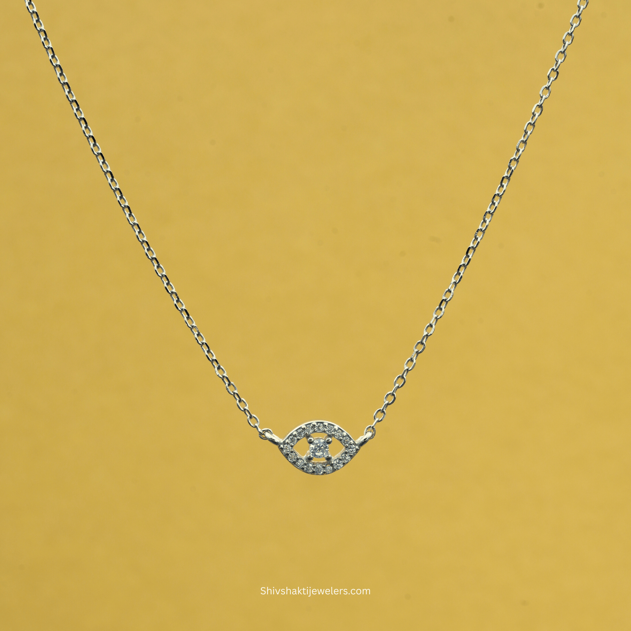925 silver evil eye pendant necklace with cubic zirconia stones – Shiv Shakti Jewellers