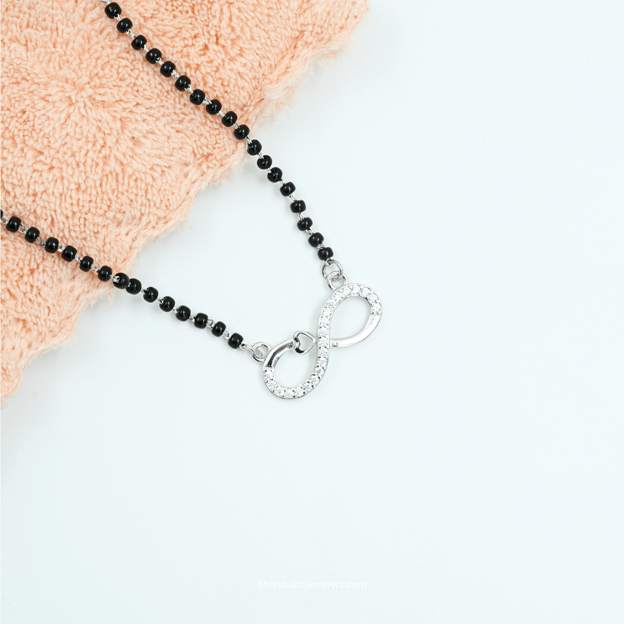 Close-up of 925 Silver Infinity Heart Mangalsutra with detailed infinity heart design