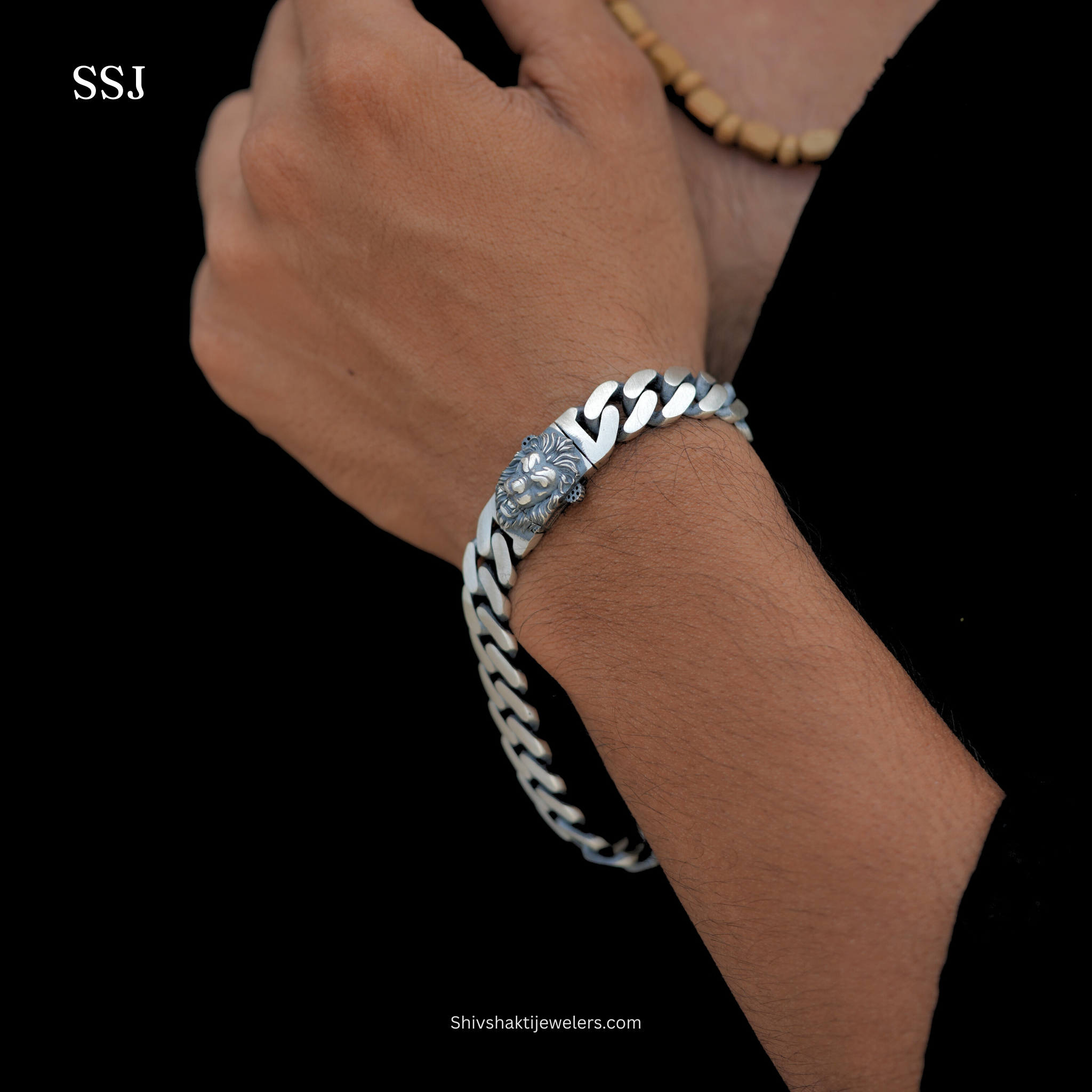 925 Silver Lion Head Curb Bracelet for Men – Stylish Sterling Silver Jewellery by Shiv Shakti Jewellers