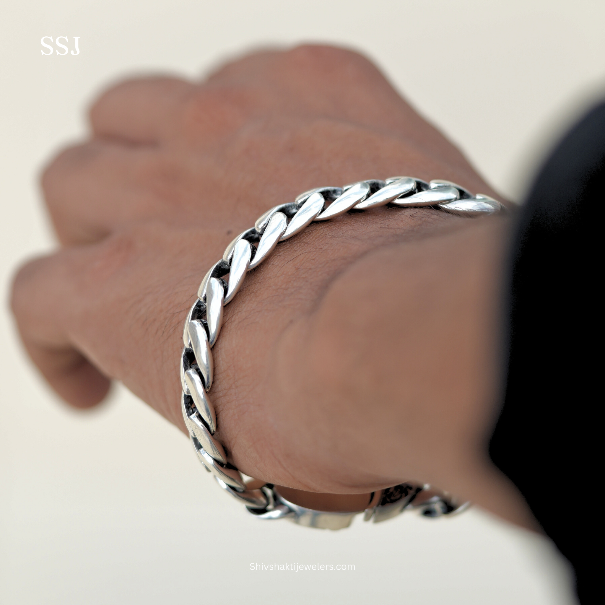 Sterling Silver Curb Link Bracelet with Designer End Caps