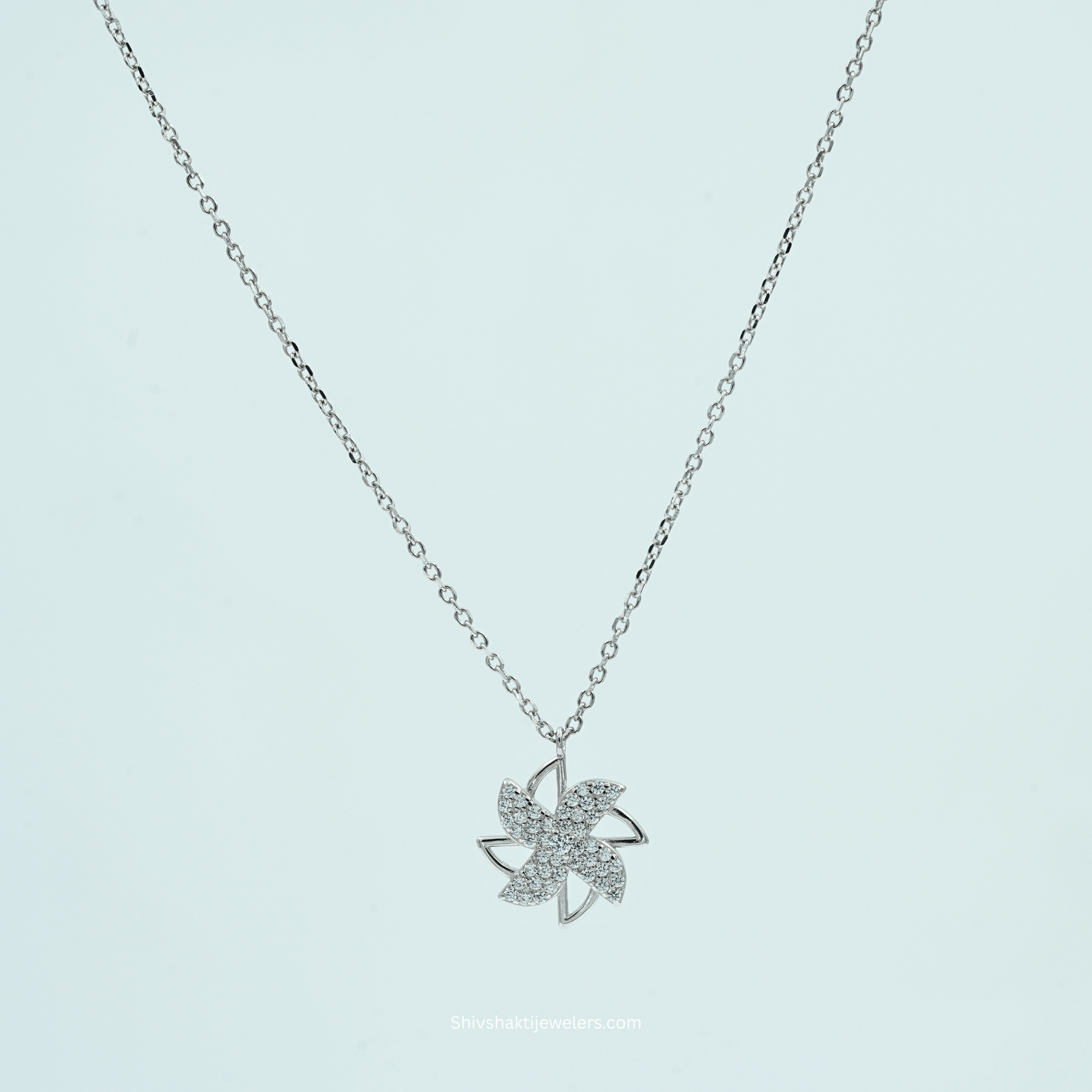 925 Silver Modern Dove Pendant Necklace – Front View