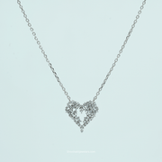 925 Silver Open Heart Cluster Pendant Necklace with sparkling stones – romantic diamond look jewellery
