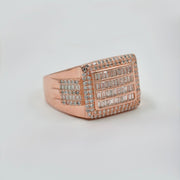 925 Silver Rose Gold Men’s Statement Ring with CZ & Baguette Diamonds
