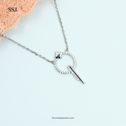 925 Sterling Silver Zircon Circle Pendant Necklace for Women by Shiv Shakti Jewellers