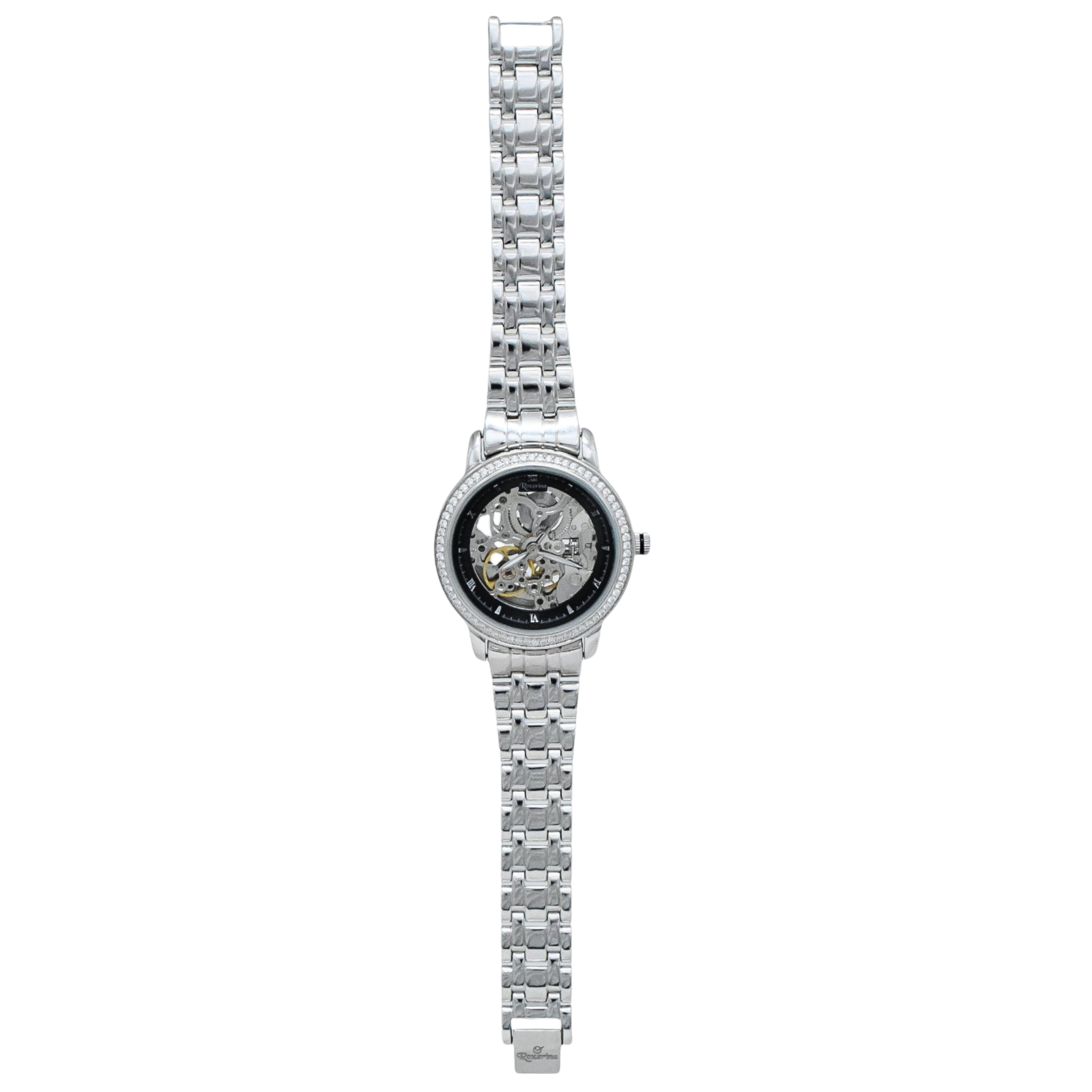 Roxerina 925 Silver Skeleton Automatic Watch – Sterling Silver Unisex Luxury Wristwear