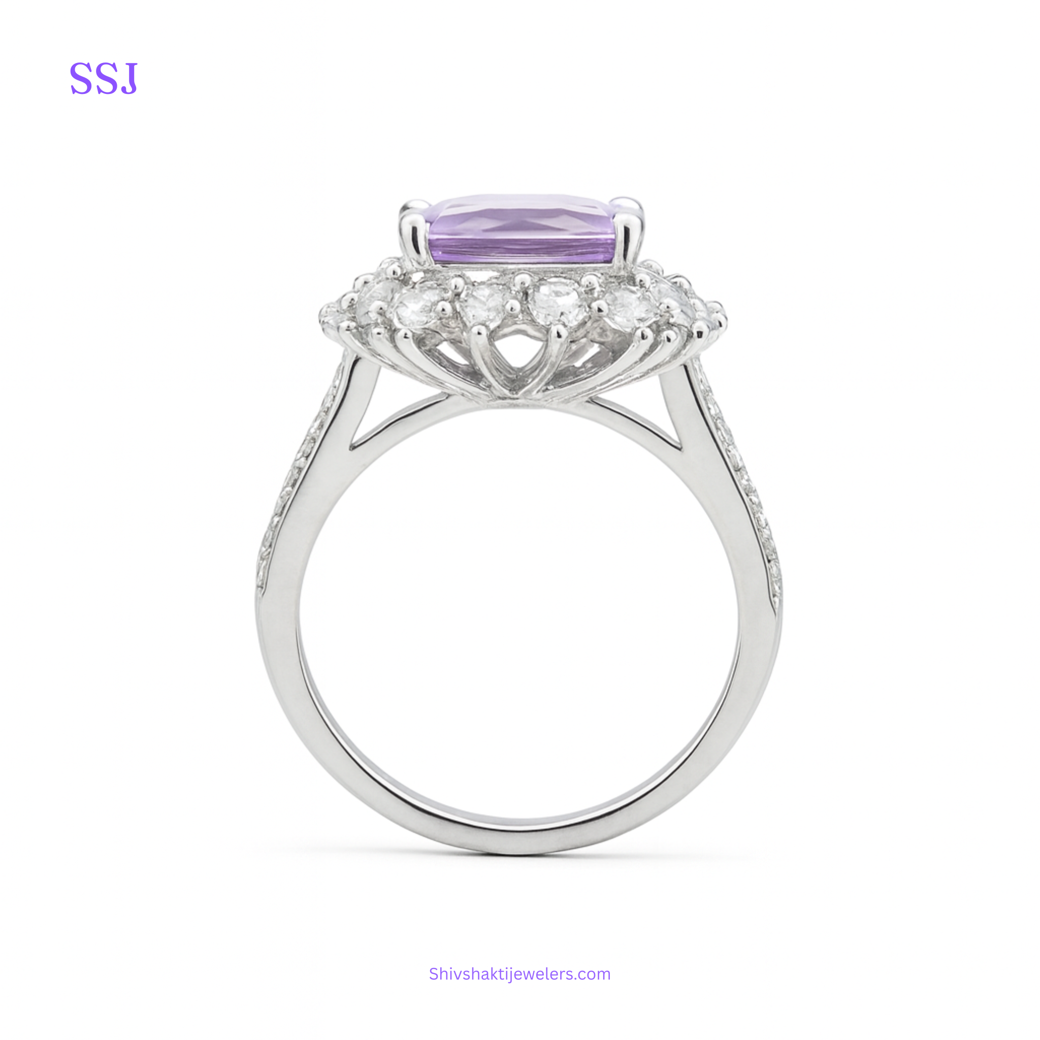 Royal Purple Halo Sparkle Ring