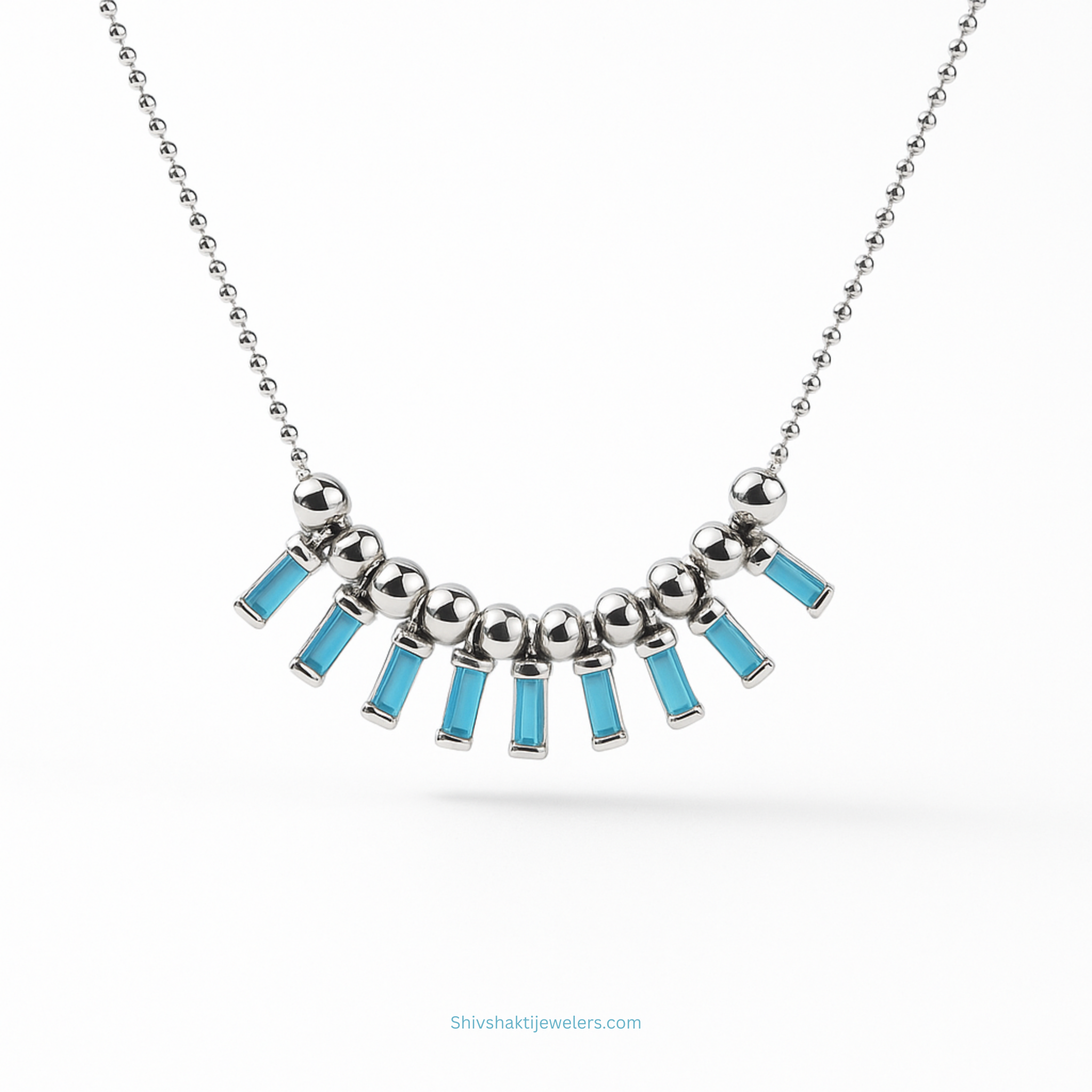 925 Sterling Silver Turquoise Bar Drop Necklace – Minimalist Boho Style