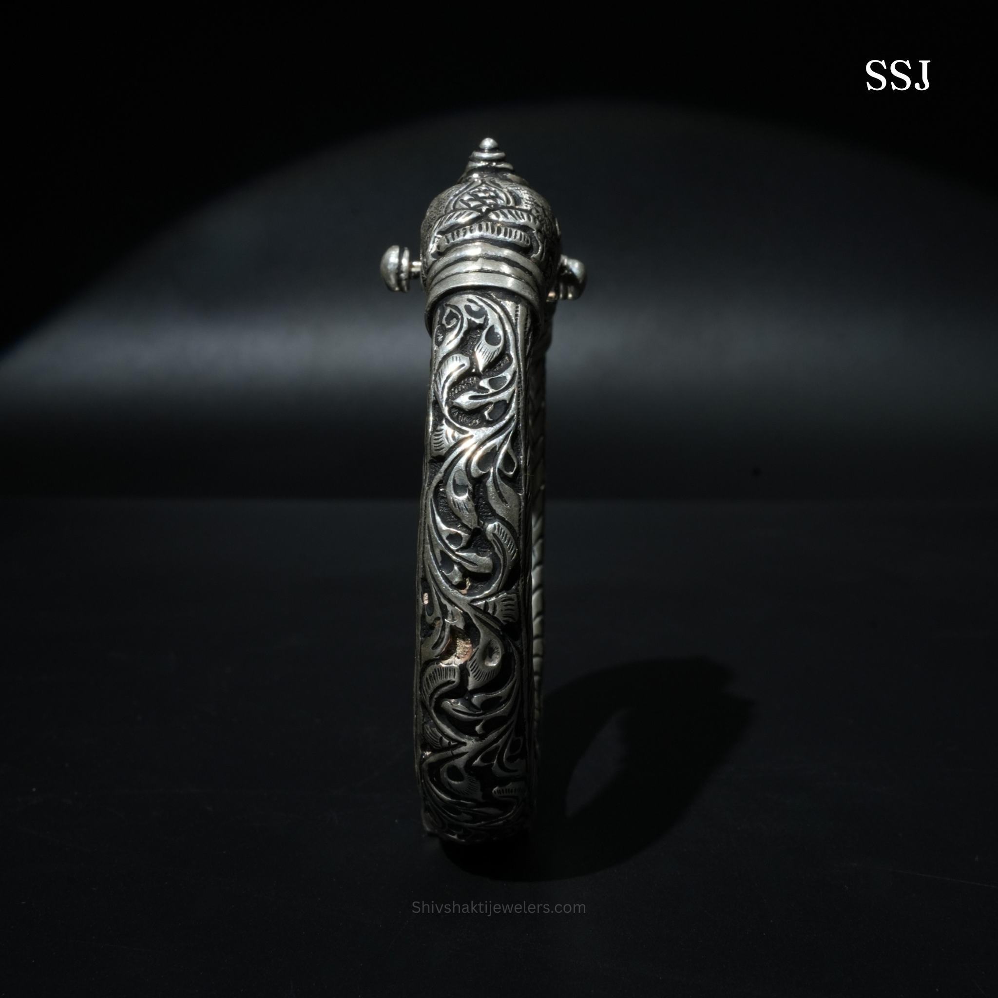 Royal Elephant Head Oxidized 925 Silver Kada – Unisex Handcrafted Statement Piece