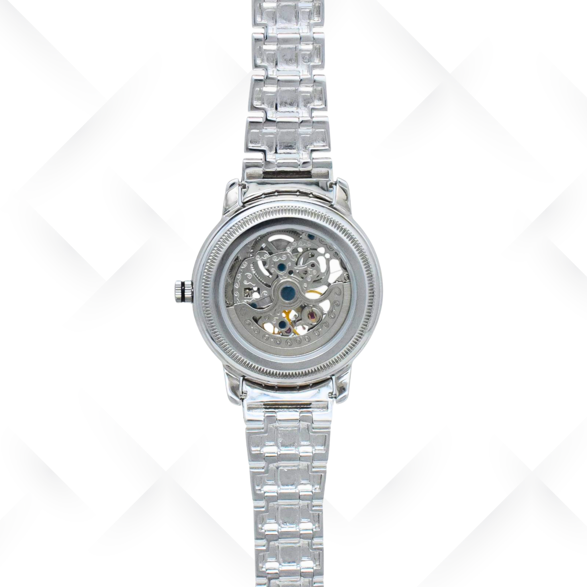 Roxerina 925 Silver Skeleton Automatic Watch – Sterling Silver Unisex Luxury Wristwear