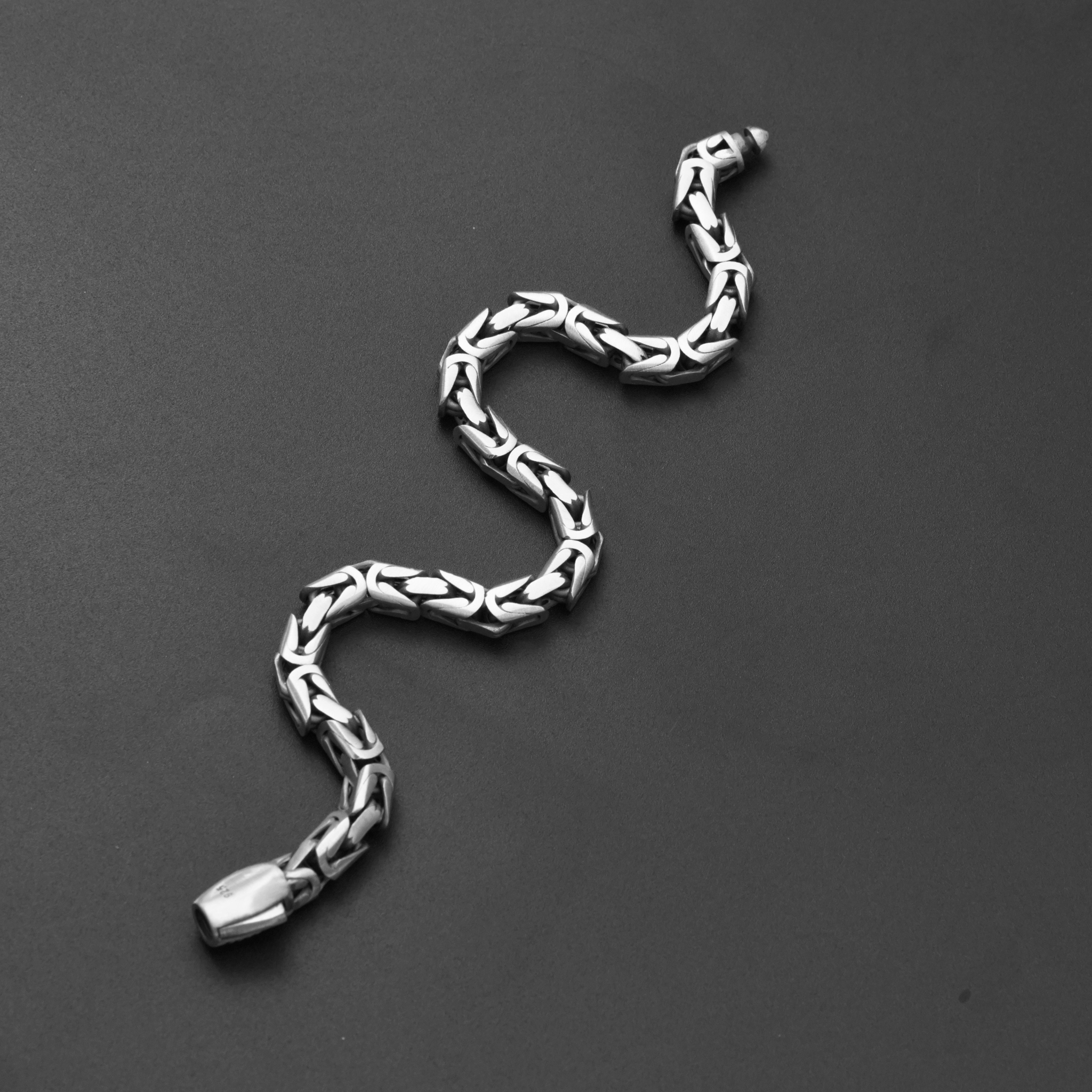 Bold Interlinked Viking Chain 925 Silver Bracelet for Men – Oxidized Finish