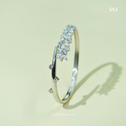 Luxury Designer 925 Sterling Silver AD Bangle – Premium Rhodium Finish Bracelet for Women