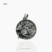 Antique Finish Mahadev on Nandi 925 Silver Pendant