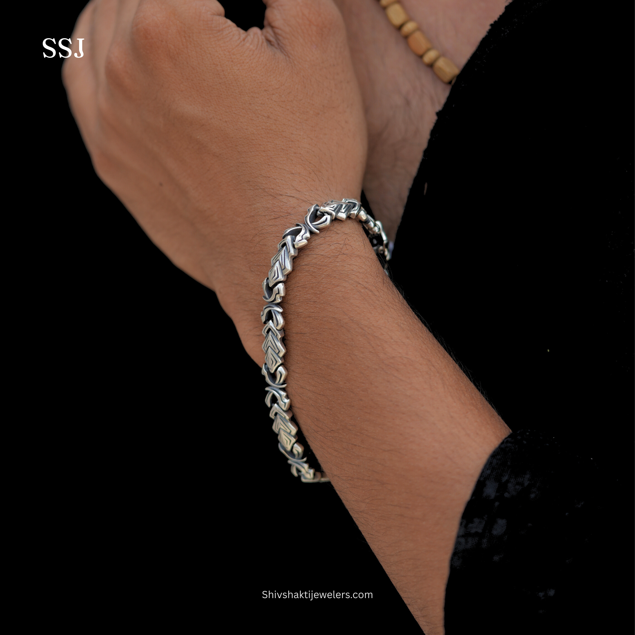 925 Silver Oxidised Designer Bracelet for Men – Stylish Daily Wear & Party Accessory