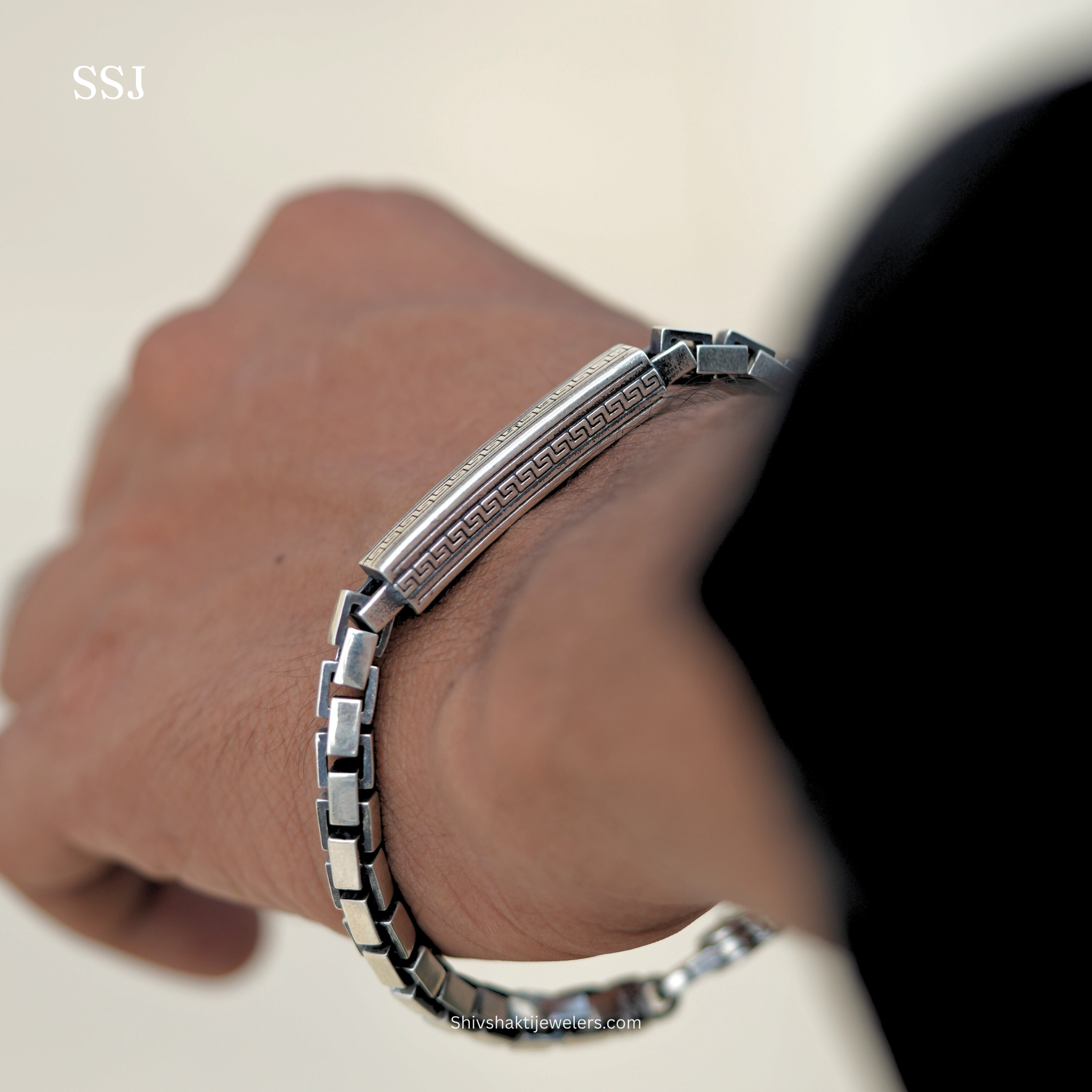 925 Silver Men’s ID Box Chain Bracelet – Stylish Daily Wear & Gift for Him