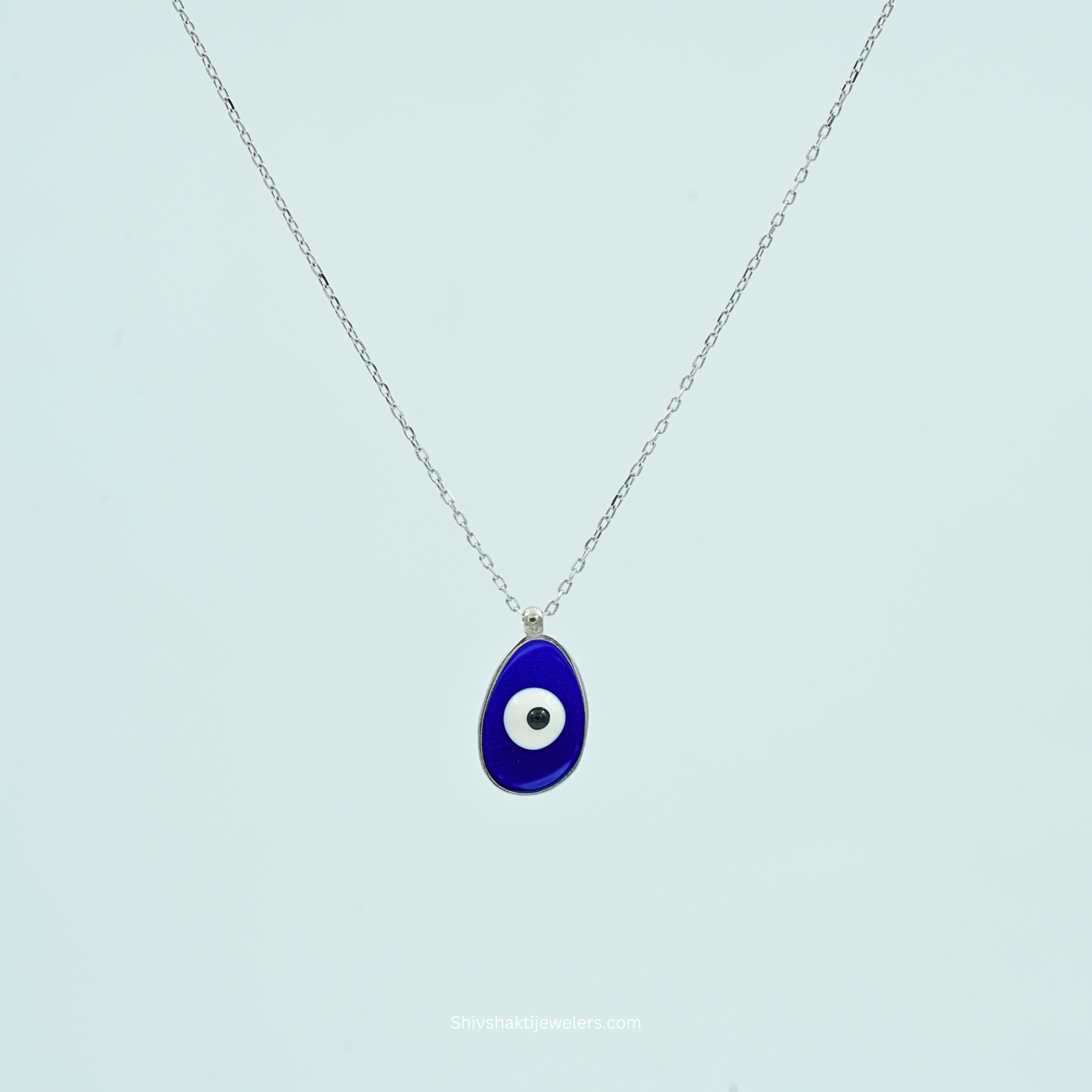 925 Silver Evil Eye Pendant Necklace – Blue Enamel Protection Jewellery for Men & Women