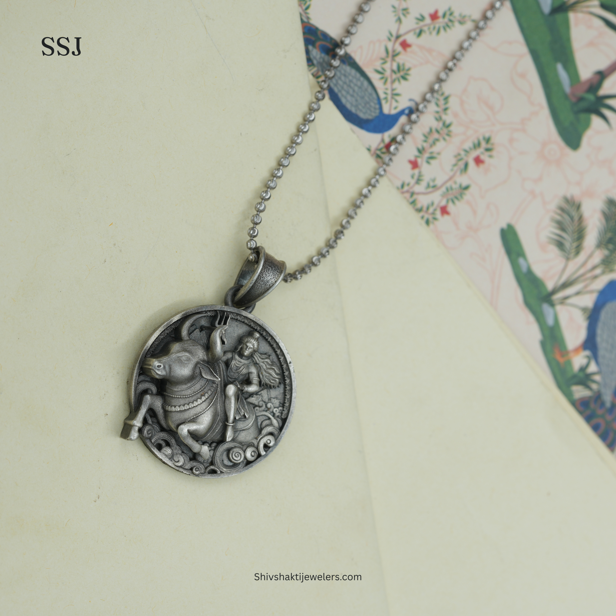 Antique Finish Mahadev on Nandi 925 Silver Pendant