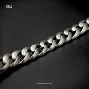 925 Silver Heavy Curb Link Men’s Bracelet with Designer End Caps