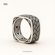 Oxidized Silver Viking Braided Band Ring – Bold Tribal Design