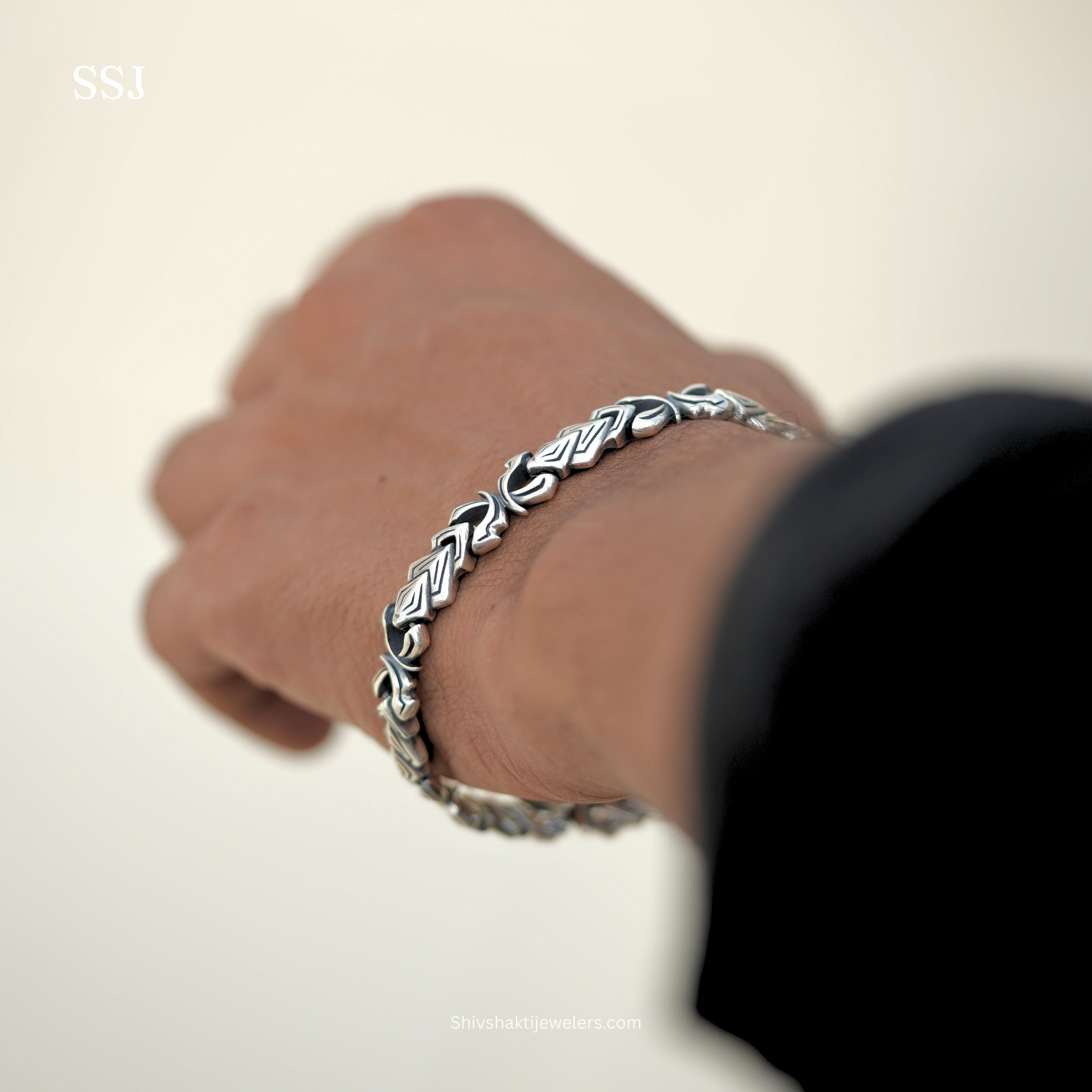 925 Silver Oxidised Designer Bracelet for Men – Stylish Daily Wear & Party Accessory