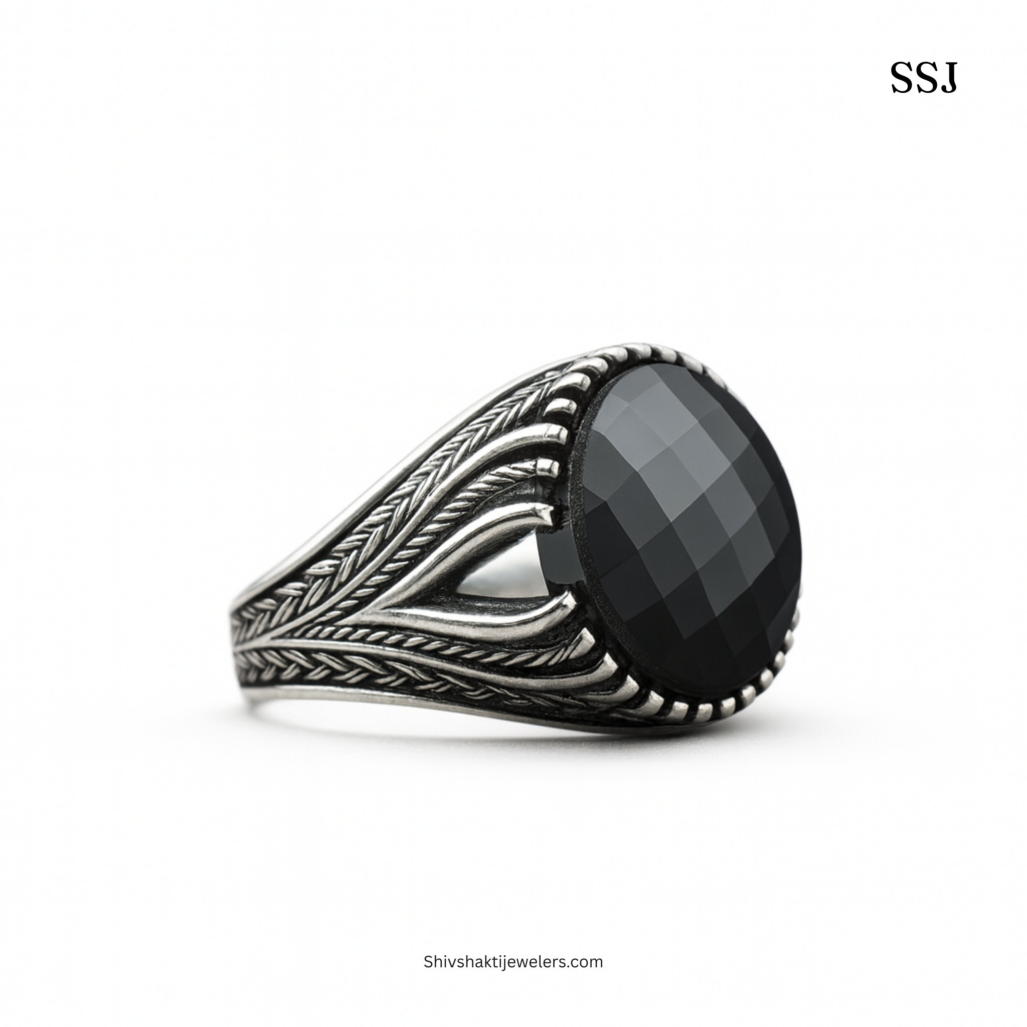 925 Silver Black Onyx Statement Ring for Men – Bold Vintage Style