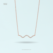 925 Silver Rose Gold Wavy Necklace | Minimalist Designer Chain for Women