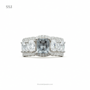925 Silver Grey Stone CZ Band Ring for Women