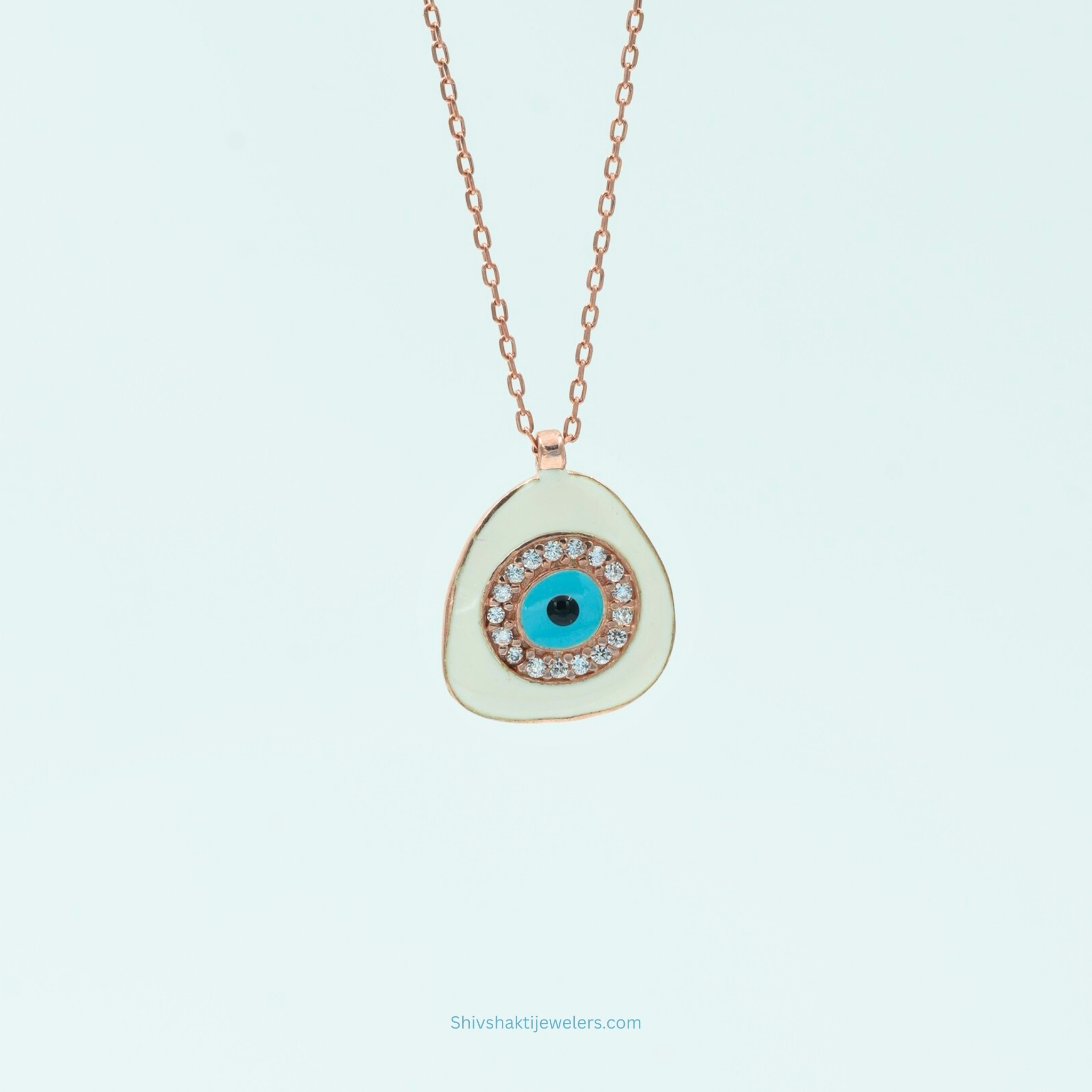 925 Silver Evil Eye Pendant with Rose Gold Finish – Protection & Stylish Everyday Necklace
