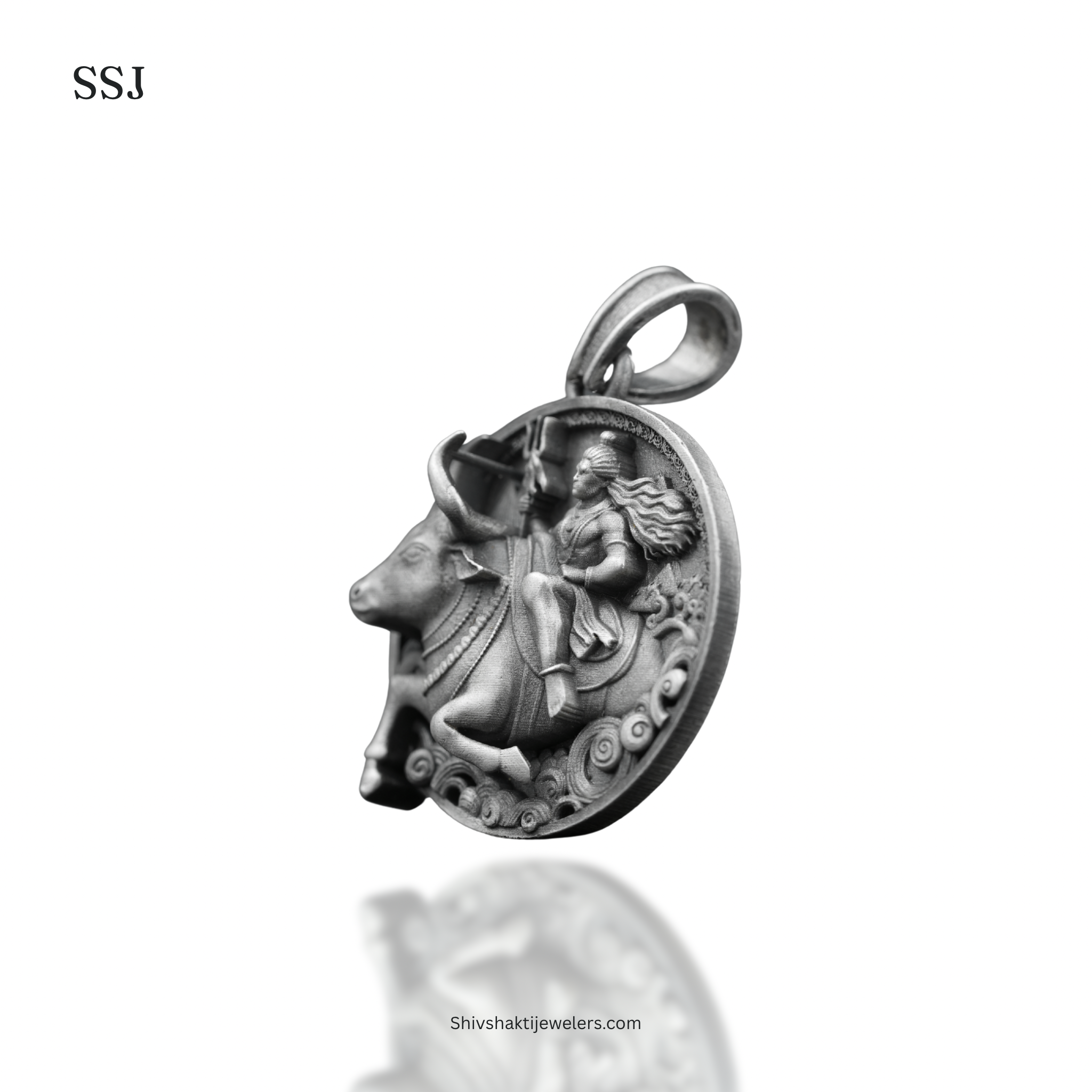 Antique Finish Mahadev on Nandi 925 Silver Pendant