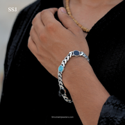 925 Silver Men’s Bracelet with Black Onyx & Turquoise Stones – Stylish Sterling Silver Jewellery