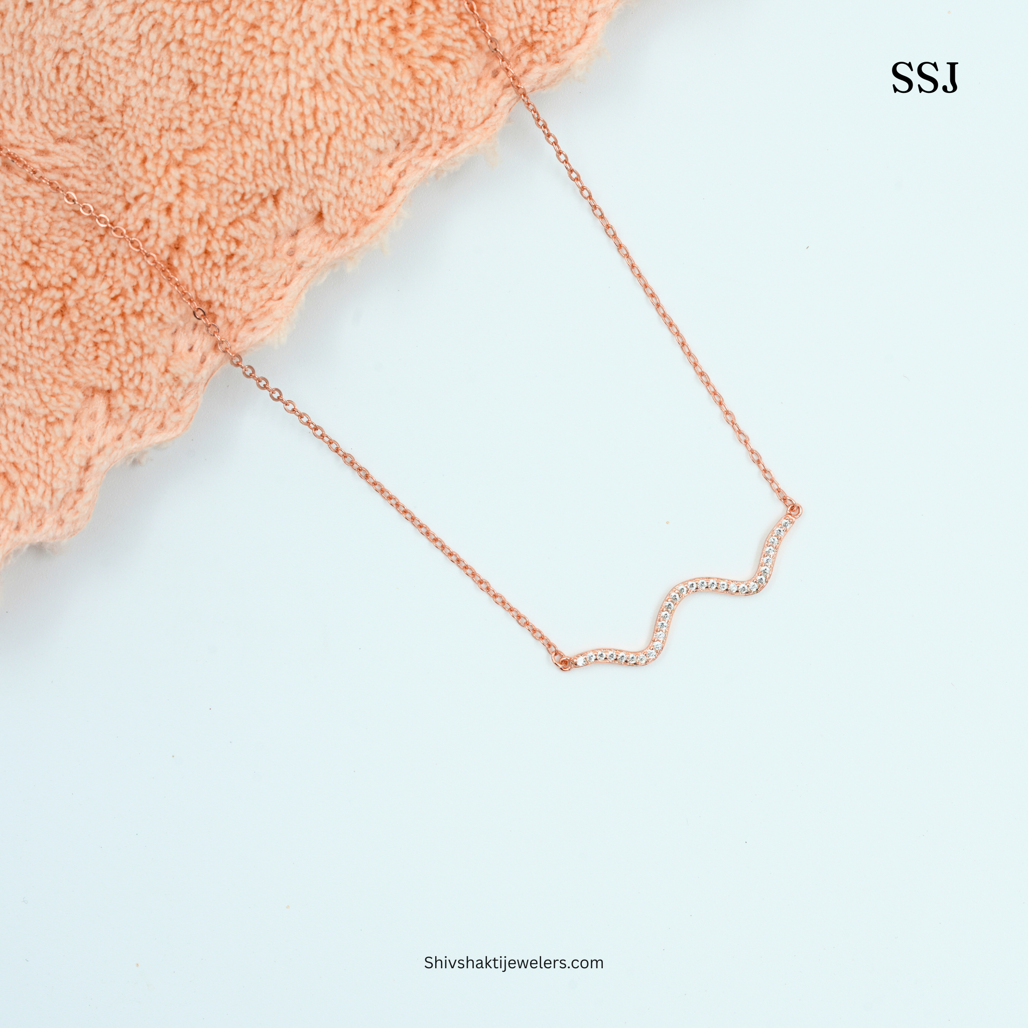 925 Silver Rose Gold Wavy Necklace | Minimalist Designer Chain for Women