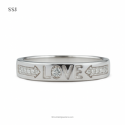 925 Silver CZ “LOVE” Engraved Band Ring