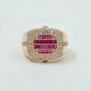 925 Silver Ruby & CZ Statement Ring for Men – Rose Gold Finish