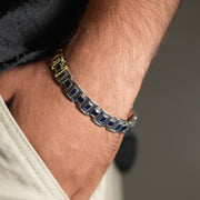 Men’s Classic Silver Bracelet with Blue Sapphire Accents